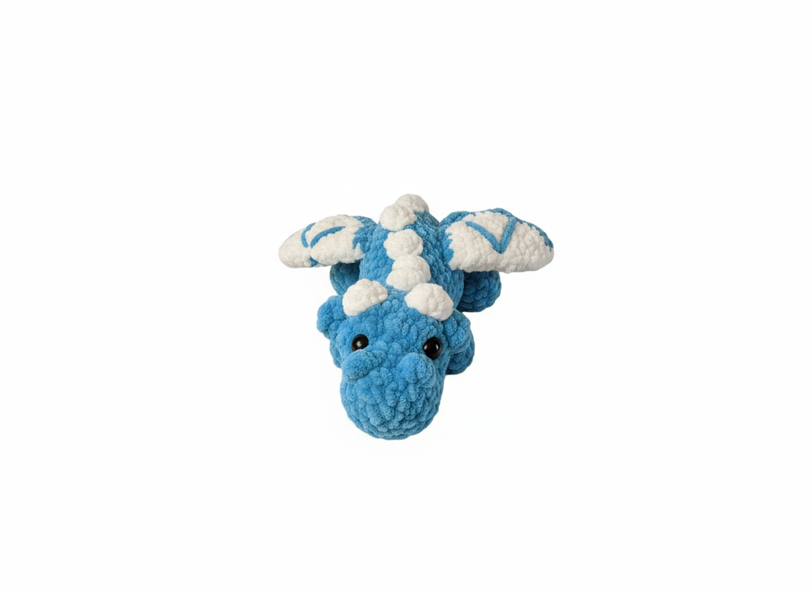 Azure and White Dragon - Professional White Background with V-shaped Wing Markings