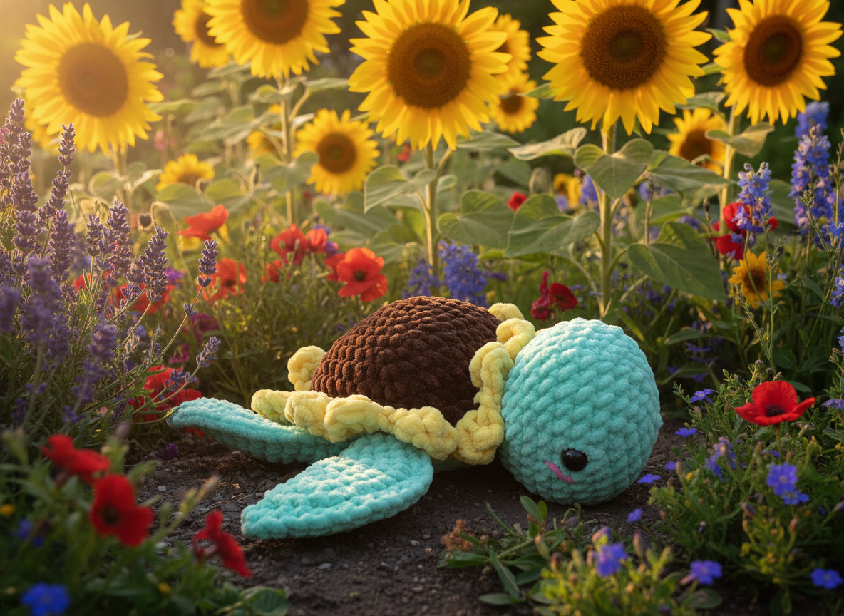 Sunflower Turtle - Sunny Garden Scene
