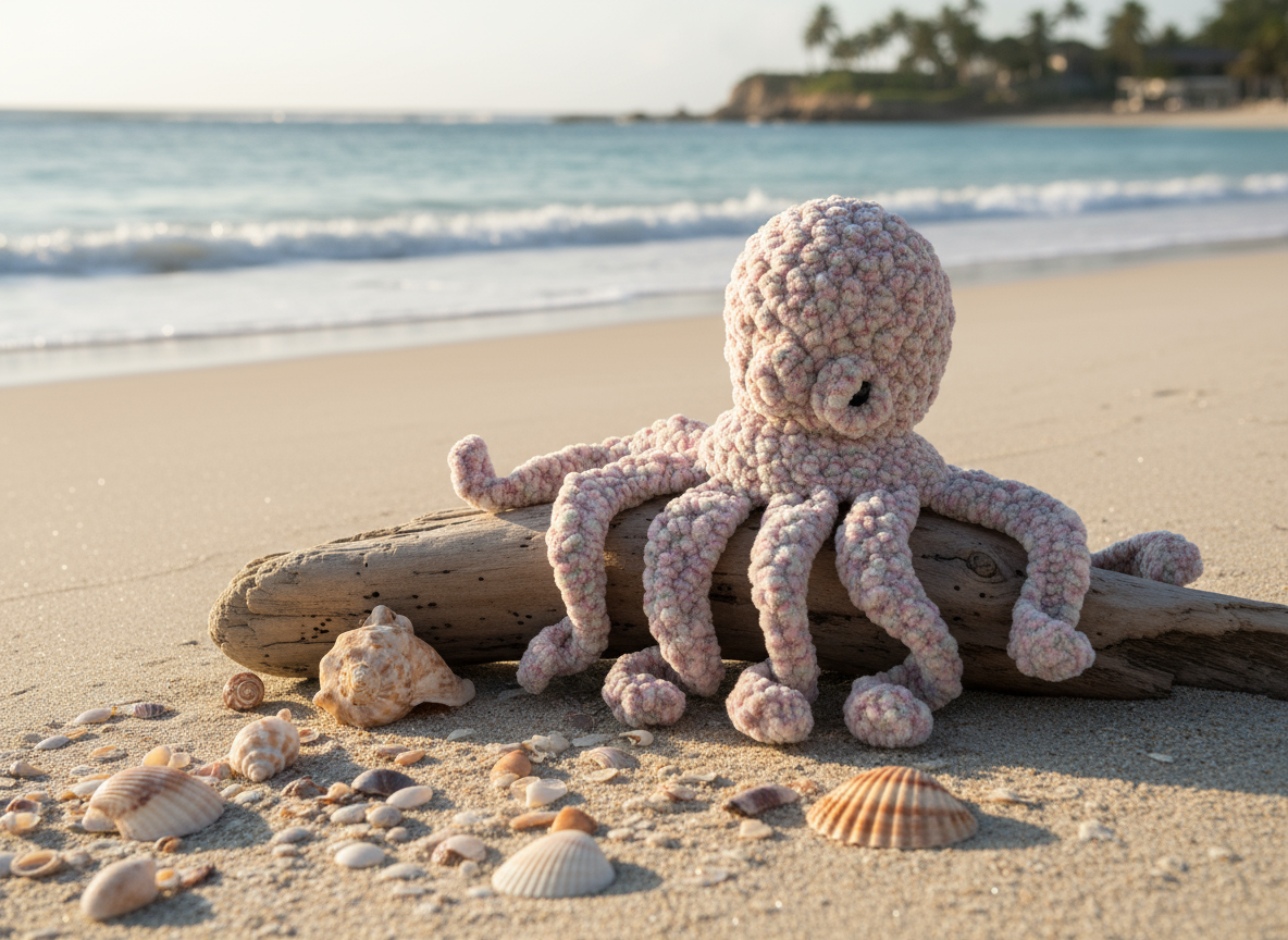 Large Octopus - Coastal Beach Scene