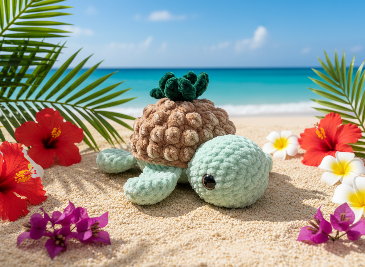 Pineapple Turtle - Tropical Beach Scene