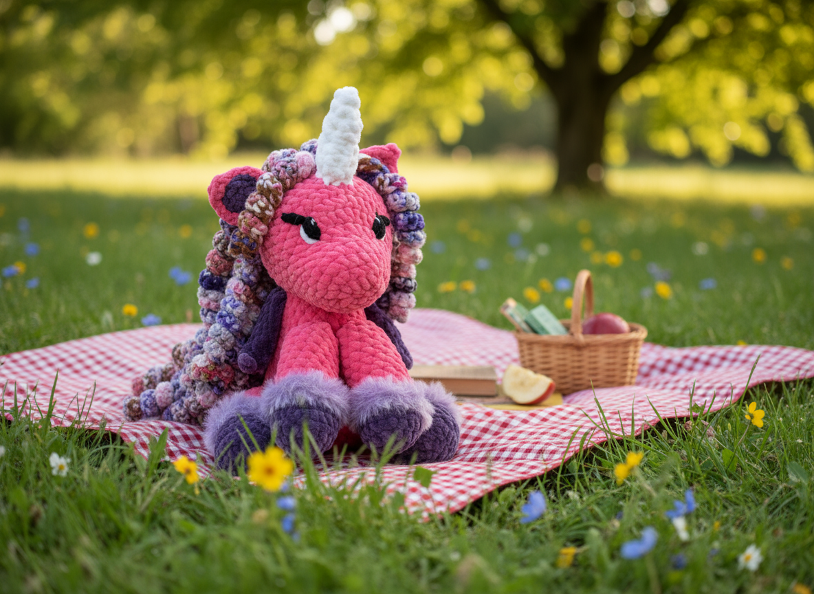 Unicorn in enchanting outdoor setting
